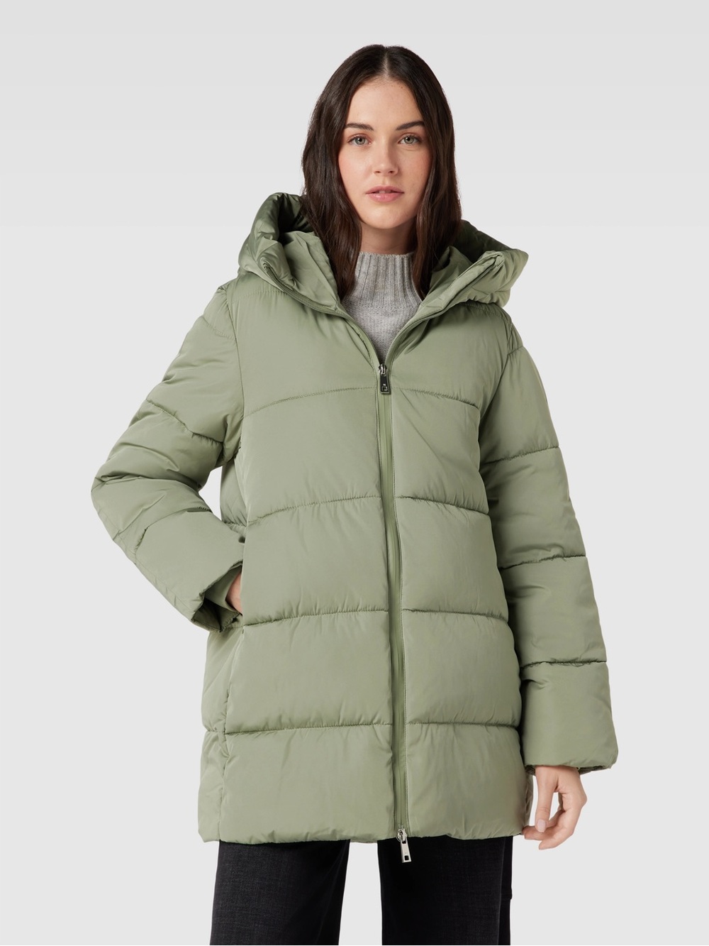 Mango Puffer Hooded Jacket in Sage Green
